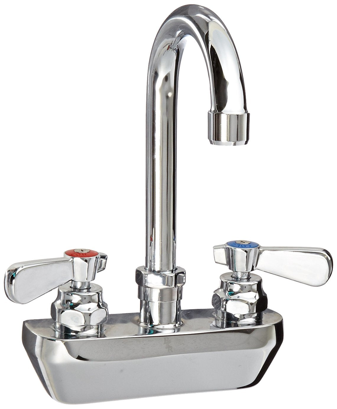 John Boos PBF-4SM-3GLF Heavy Duty Gooseneck Faucet, for ProBowl Sinks, Low-Lead, 4" On-Center, 1/4 Turn, 3-1/2" Spout, Splash Mount