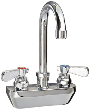 John Boos PBF-4SM-3GLF Heavy Duty Gooseneck Faucet, for ProBowl Sinks, Low-Lead, 4" On-Center, 1/4 Turn, 3-1/2" Spout, Splash Mount