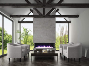 Amantii 72-TRU-VIEW-XL Tru View Deep Smart Electric - 72" Indoor / Outdoor WiFi Enabled 3 Sided Fireplace Featuring a depth of 14 1/4", MultiFunction Remote Control, Multi Speed Flame Motor, and a Selection of Media Options