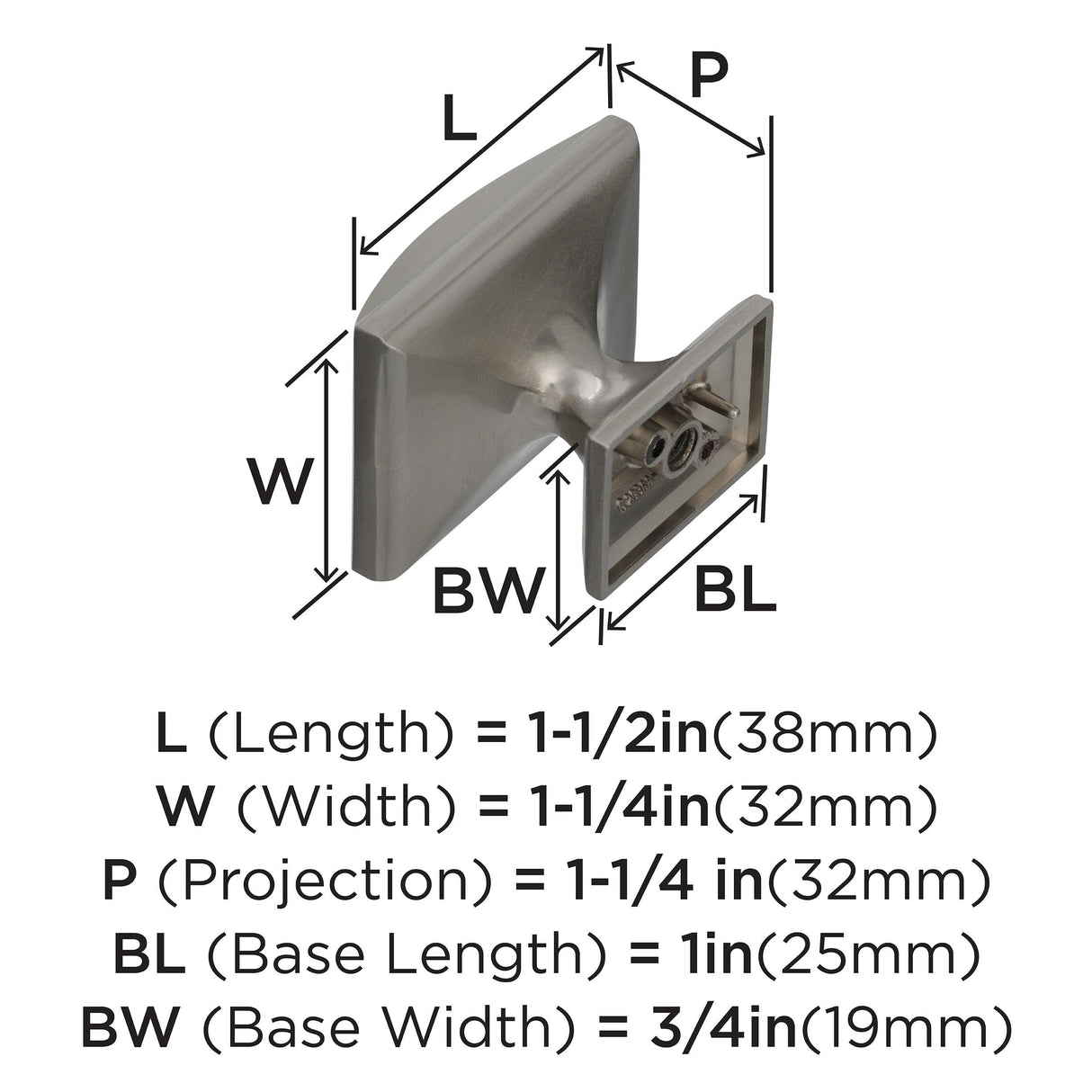 Amerock Cabinet Knob Satin Nickel 1-1/2 inch (38 mm) Length Candler 1 Pack Drawer Knob Cabinet Hardware