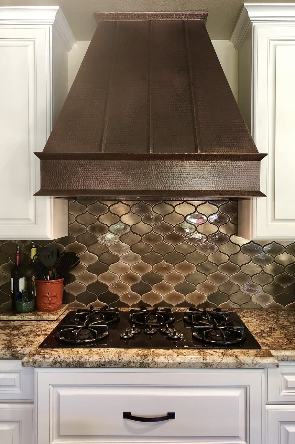 38 Inch 1250 CFM Hammered Copper Wall Mounted Euro Range Hood with Slim Baffle Filters