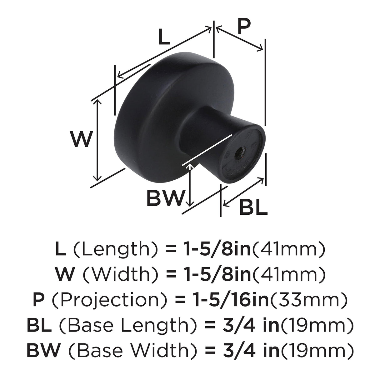 Amerock Cabinet Knob Black Bronze 1-5/8 inch (41 mm) Diameter Blackrock 1 Pack Drawer Knob Cabinet Hardware