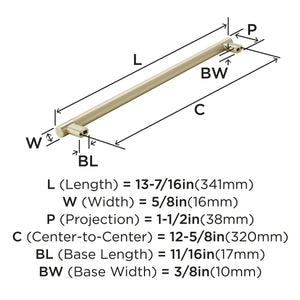 Amerock Kitchen Cabinet Pull Golden Champagne 12-5/8 in (320 mm) Center-to-Center Bronx 1 Pack Furniture Hardware Cabinet Handle Bathroom Drawer Pull