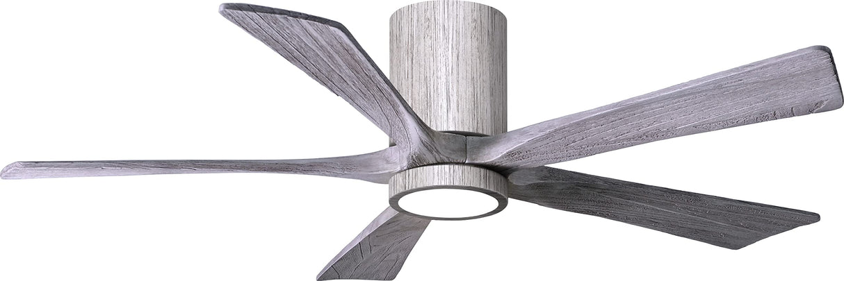 Matthews Fan IR5HLK-BW-BW-52 IR5HLK five-blade flush mount paddle fan in Barn Wood finish with 52” solid barn wood tone blades and integrated LED light kit.