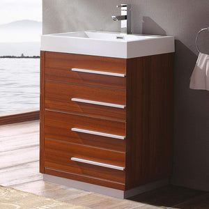 Fresca FCB8024BW-I Fresca Livello 24" Black Modern Bathroom Cabinet w/ Integrated Sink