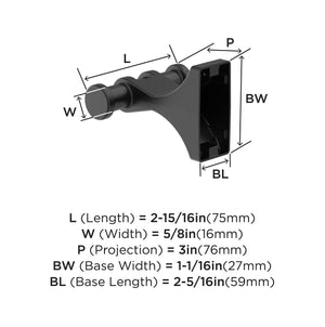 Amerock BH36050MB Matte Black Double Robe Hook 2-15/16 in. (75 mm) Length Towel Holder Davenport Towel Hook for Bathroom Bathroom Hardware Bath Accessories