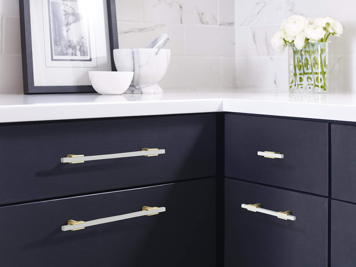 Amerock Cabinet Pull Brushed Gold/White 7-9/16 inch (192 mm) Center to Center Urbanite 1 Pack Drawer Pull Drawer Handle Cabinet Hardware