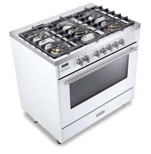 Verona VDFSGE365W Designer 36" Dual Fuel Single Oven Range - White