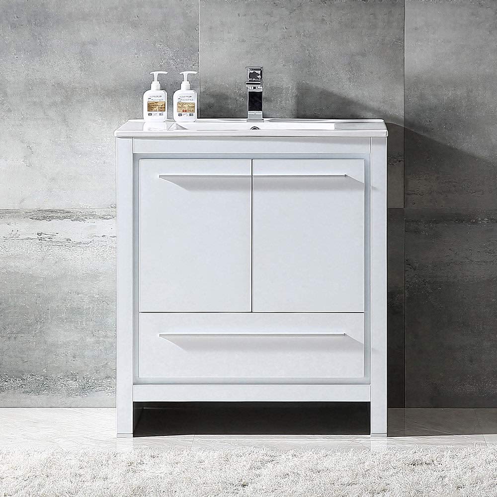 Fresca FCB8130WH-I Fresca Allier 30" White Modern Bathroom Cabinet w/ Sink