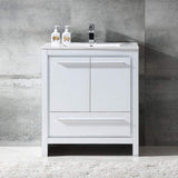 Fresca FCB8130WH-I Fresca Allier 30" White Modern Bathroom Cabinet w/ Sink