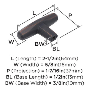 Amerock Cabinet Knob Oil Rubbed Bronze 2-1/2 inch (64 mm) Length St. Vincent 1 Pack Drawer Knob Cabinet Hardware