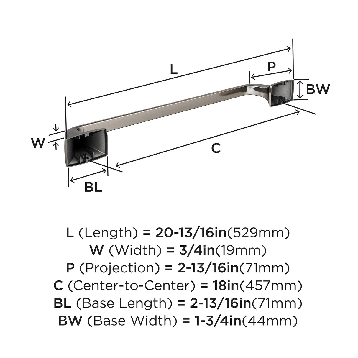 Amerock BH36013G10 Brushed Nickel Towel Bar 18 in (457 mm) Towel Rack Highland Ridge Bathroom Towel Holder Bathroom Hardware Bath Accessories