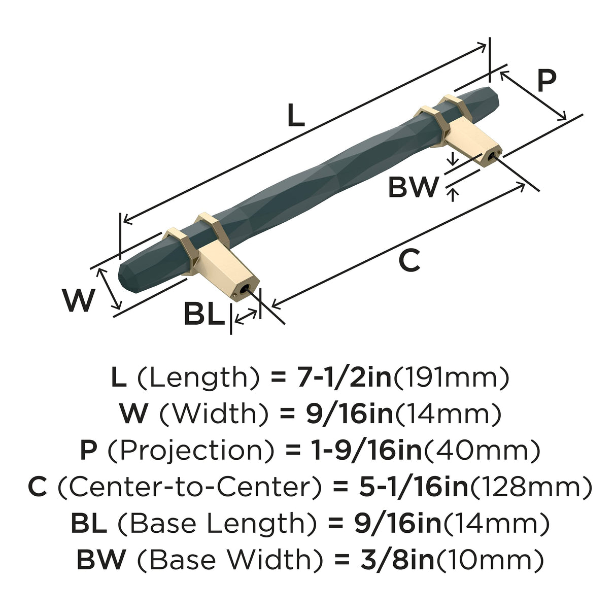 Amerock Cabinet Pull Black Bronze/Golden Champagne 5-1/16 inch (128 mm) Center-to-Center London 1 Pack Drawer Pull Drawer Handle Cabinet Hardware