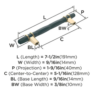 Amerock Cabinet Pull Black Bronze/Golden Champagne 5-1/16 inch (128 mm) Center-to-Center London 1 Pack Drawer Pull Drawer Handle Cabinet Hardware