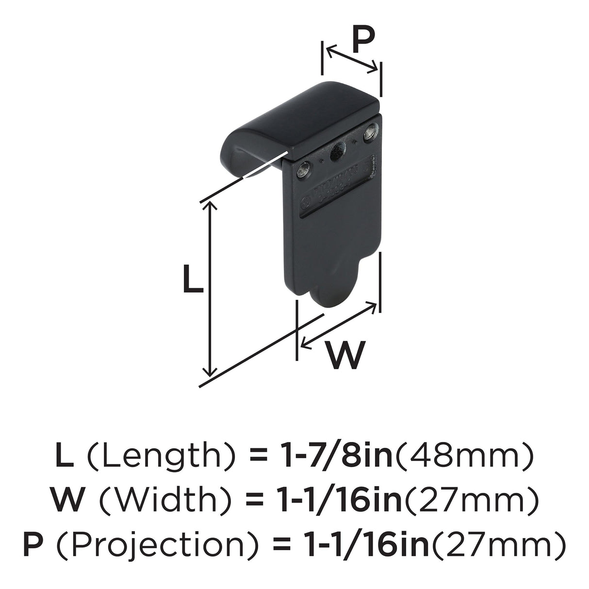 Amerock Cabinet Finger Pull Matte Black 1-7/8 inch (48 mm) Length Inspirations 1 Pack Drawer Pull Drawer Handle Cabinet Hardware