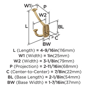 Amerock H37004CZ Vicinity Triple Prong Decorative Wall Hook Champagne Bronze Hook for Coats, Hats, Backpacks, Bags Hooks for Bathroom, Bedroom, Closet, Entryway, Laundry Room, Office