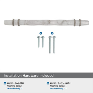 Amerock Cabinet Pull Marble White/Satin Nickel  6-5/16 inch (160 mm) Center to Center Carrione 1 Pack Drawer Pull Drawer Handle Cabinet Hardware