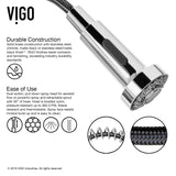 VIGO VG02001CHK1 19" H Edison Single-Handle with Pull-Down Sprayer Kitchen Faucet with Deck Plate in Chrome