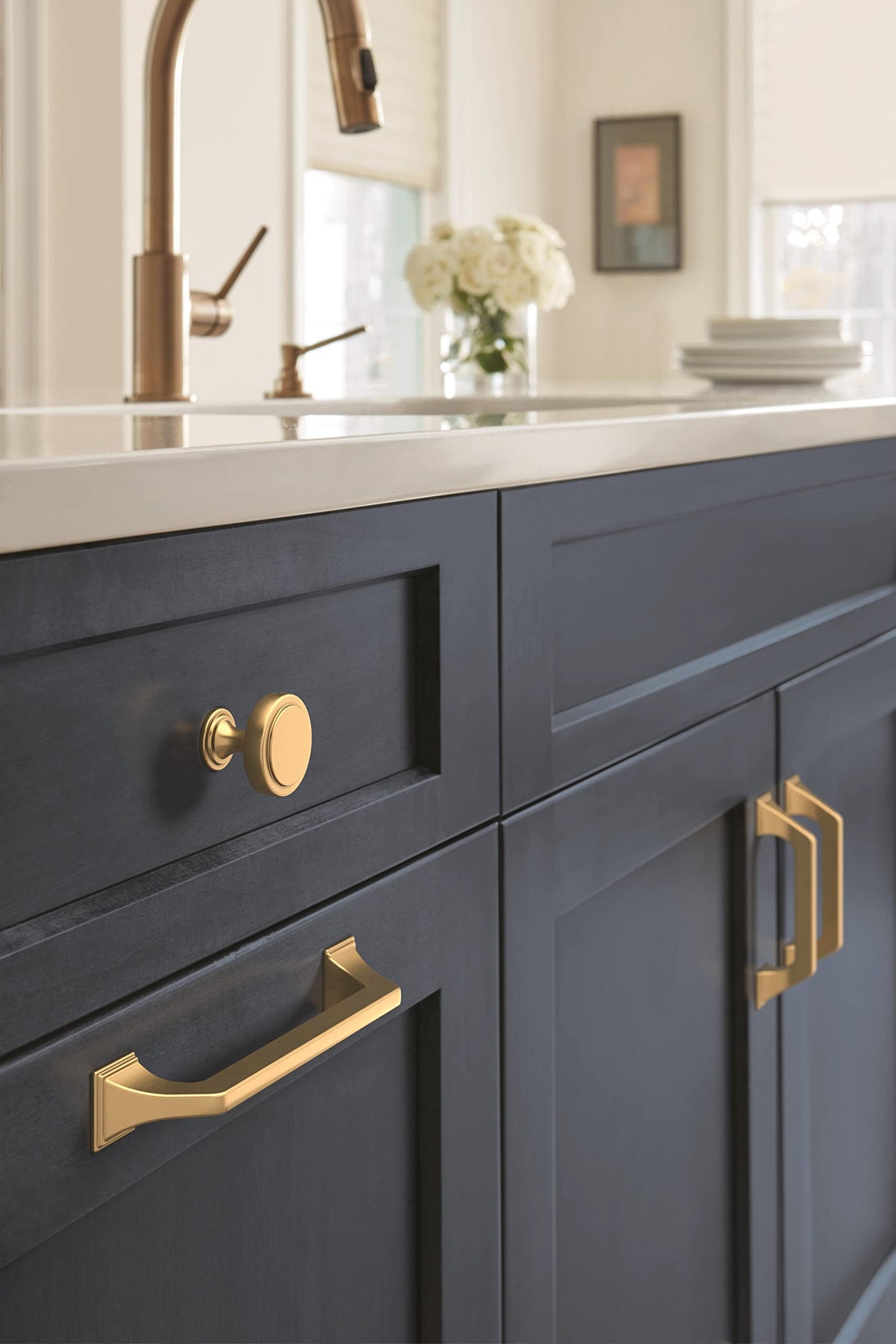 Amerock Cabinet Pull Champagne Bronze 3-3/4 inch (96 mm) Center-to-Center Exceed 1 Pack Drawer Pull Cabinet Handle Cabinet Hardware