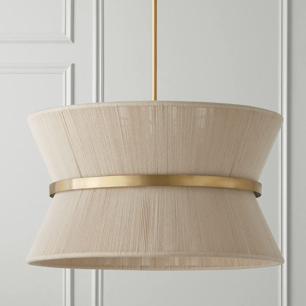 Capital Lighting 341281NP Cecilia 8 Light Pendant Bleached Natural Rope and Patinaed Brass