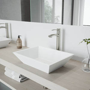 VIGO Milo 12.5 inch H Single Hole Single Handle Bathroom Faucet in Brushed Nickel - Vessel Sink Faucet VG03025BN