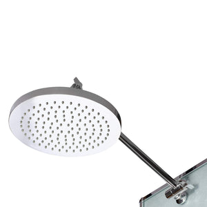 PULSE ShowerSpas 1013-GL Kihei II ShowerSpa Panel with 8" Rain Showerhead, 6 Body Sprays, 5-Function Hand Shower, Glass Shelf, Mirror, Tub Spout, Silver with Chrome Fixtures