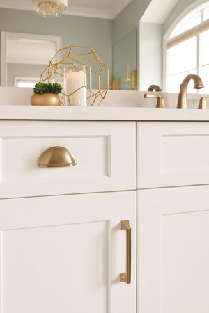 Amerock Cabinet Cup Pull Golden Champagne 3 inch (76 mm) Center to Center Cup Pulls 1 Pack Drawer Pull Drawer Handle Cabinet Hardware
