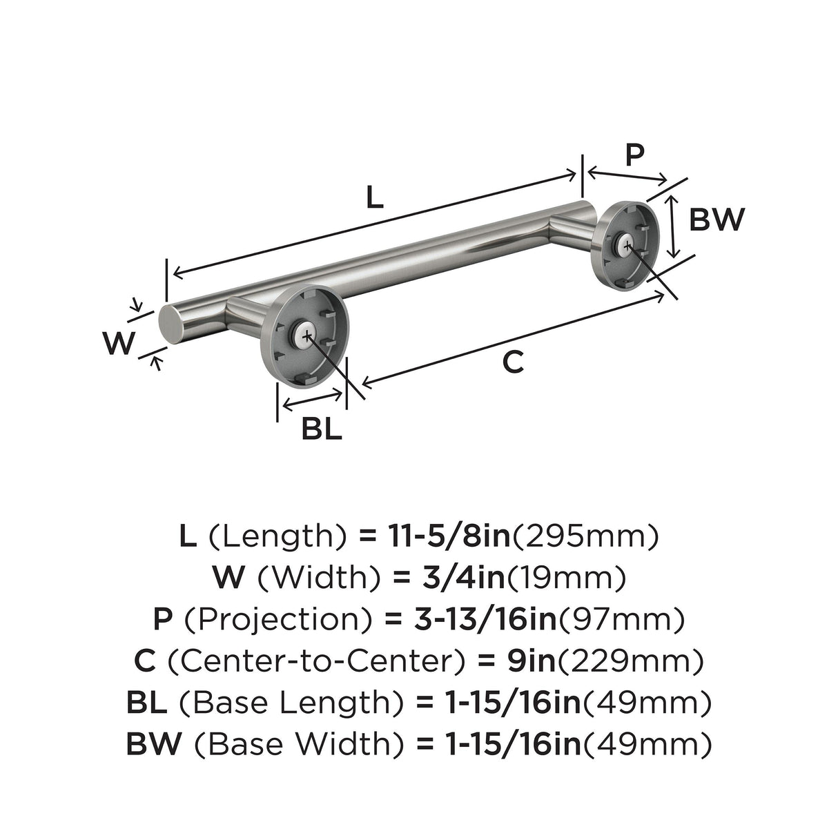 Amerock BH26546SS Stainless Steel Towel Bar 9 in (229 mm) Towel Rack Arrondi Bathroom Towel Holder Bathroom Hardware Bath Accessories