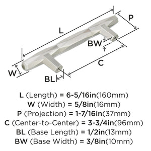 Amerock Cabinet Pull Satin Nickel 3-3/4 inch (96 mm) Center to Center St. Vincent 1 Pack Drawer Pull Drawer Handle Cabinet Hardware
