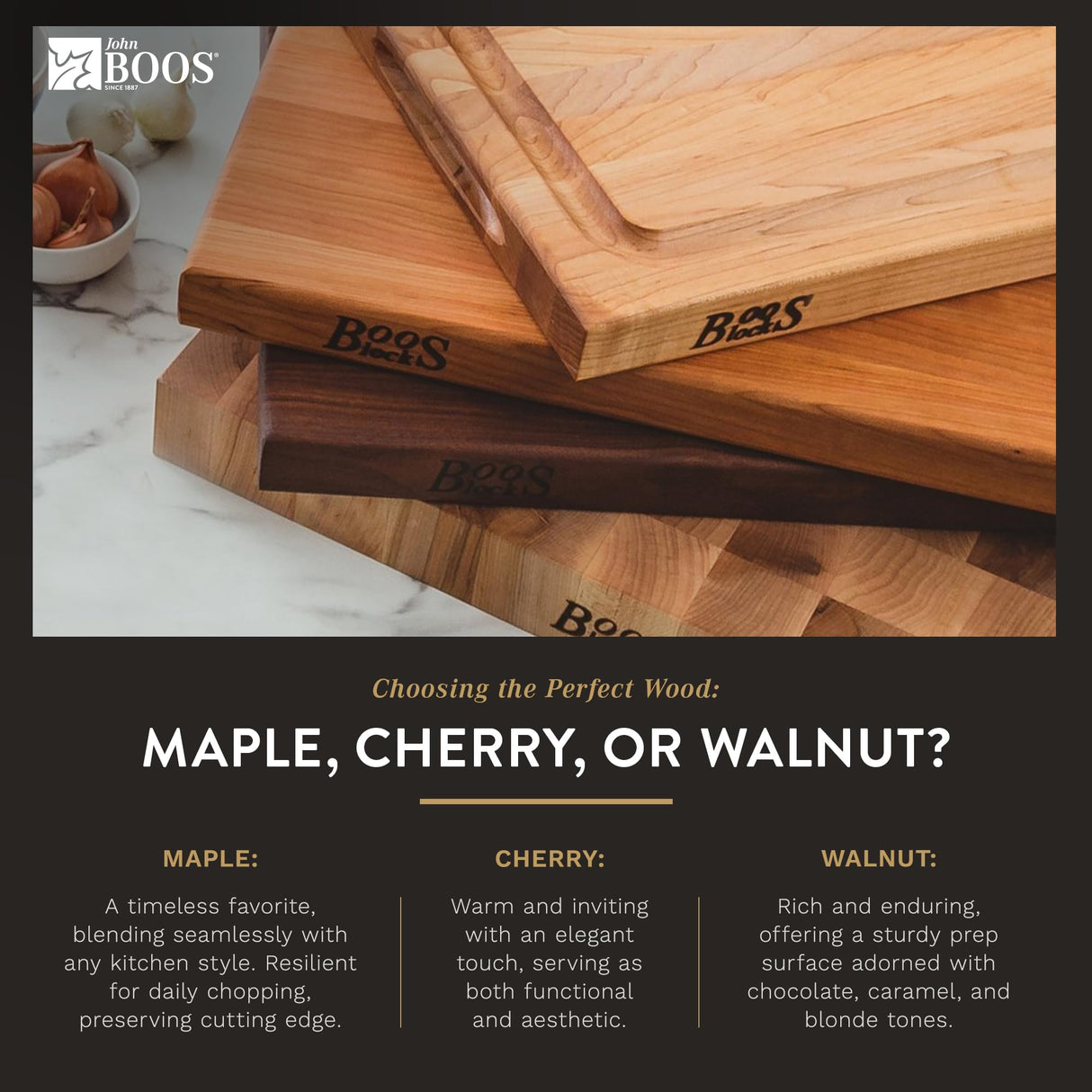 John Boos CCB183-S Large Maple Wood Cutting Board for Kitchen 18 x Inches, 3 Inches Thick Reversible End Grain Charcuterie Block with Finger Grips 18X18X3 MPL-END GR-REV-GR