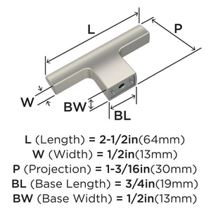 Amerock Cabinet Knob Satin Nickel 2-1/2 inch (64 mm) Length Riva 1 Pack Drawer Knob Cabinet Hardware