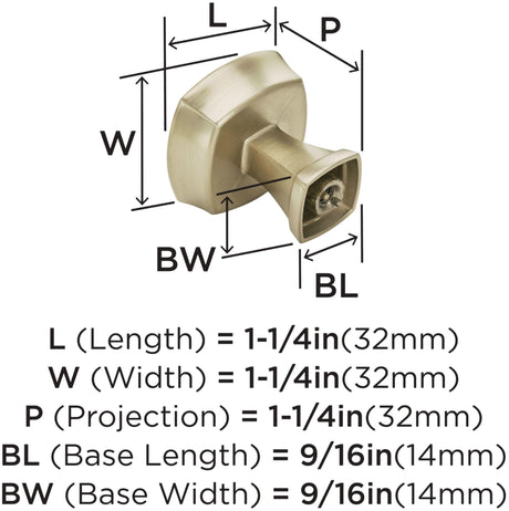 Amerock Cabinet Knob Golden Champagne 1-1/4 inch (32 mm) Length Stature 1 Pack Drawer Knob Cabinet Hardware