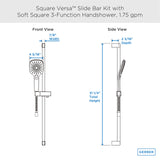 Gerber D461738BB Versa Square 30" Slide Bar Assembly With Soft Square 3-FUNCTION...