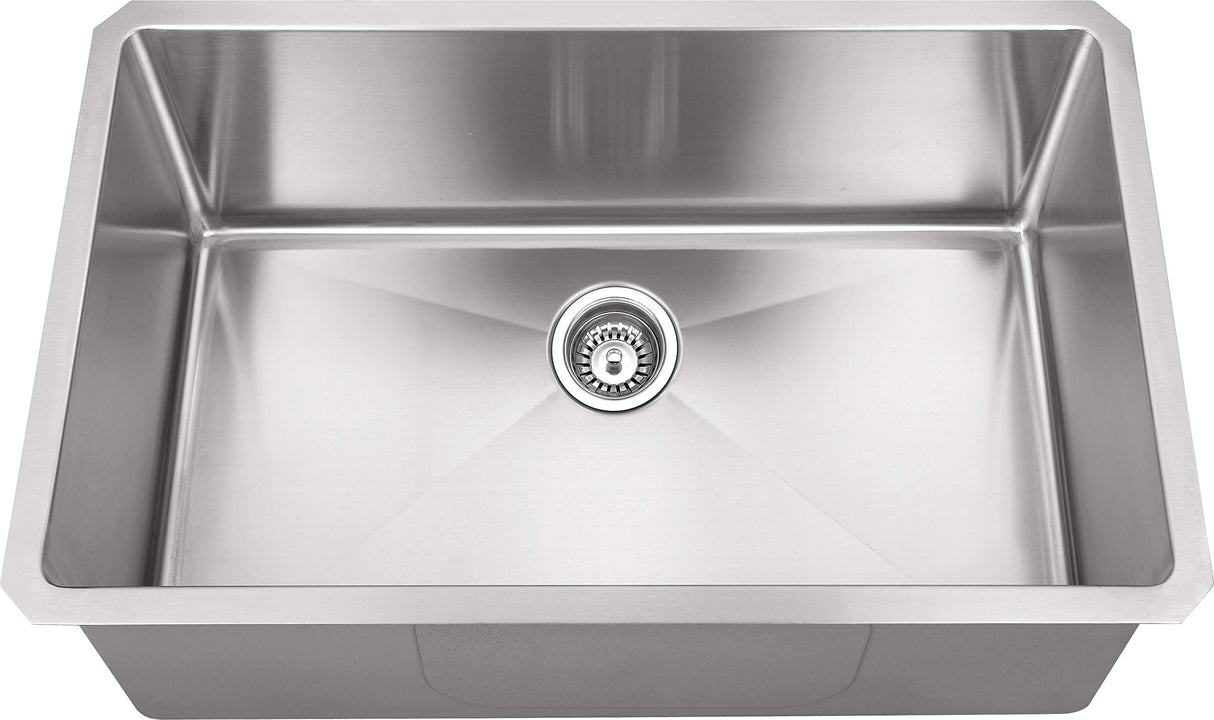 Hardware Resources HMS190 30" L x 18" D x 10" H Undermount 16 Gauge Handmade Stainless Steel Single Bowl Sink