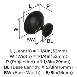 Amerock, Oil Rubbed Bronze 1-1/4 inch (32 mm) Diameter Edona 1 Pack Drawer Knob Cabinet Hardware