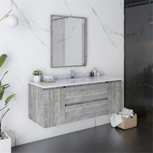 Fresca FVN31-123012ASH Fresca Formosa 54" Wall Hung Modern Bathroom Vanity w/ Mirror in Ash