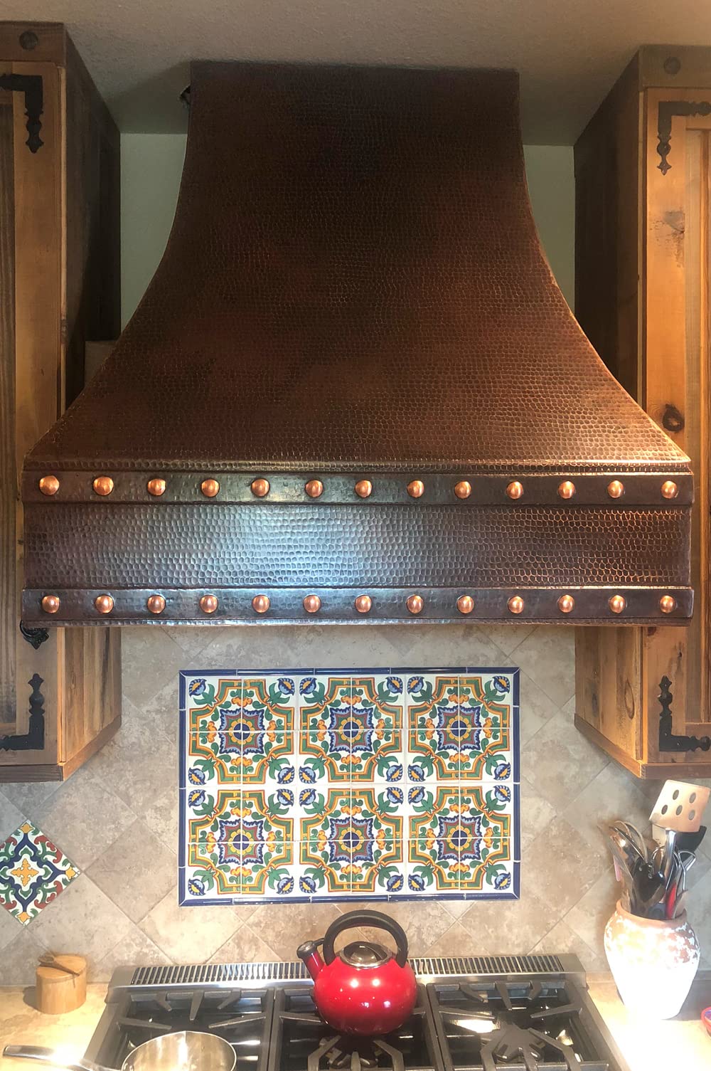 36 Inch 1250 CFM Hammered Copper Wall Mounted Correa Range Hood with Slim Baffle Filters