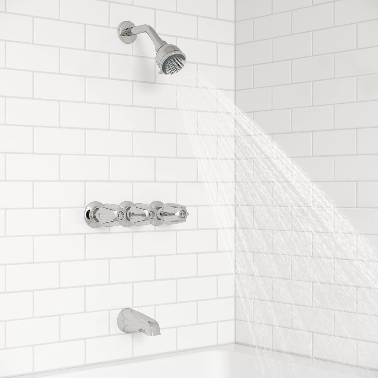 Polished Chrome Pfister 3-handle Tub & Shower Faucet LG01-1120