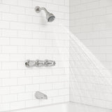 3-Handle Tub & Shower Faucet with Metal Knob Handles