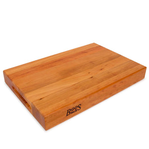 John Boos CHY-RA01 Cherry Wood Cutting Board for Kitchen Prep 18 Inches x 12 Inches, 2.25 Thick Reversible End Grain Rectangular Charcuterie Block 18X12X2.25 CHY-EDGE GR-REV-RA BRD-