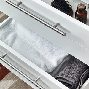 Fresca FVN6148WH-UNS-D Fresca Lucera 48" White Wall Hung Double Undermount Sink Modern Bathroom Vanity w/ Medicine Cabinet