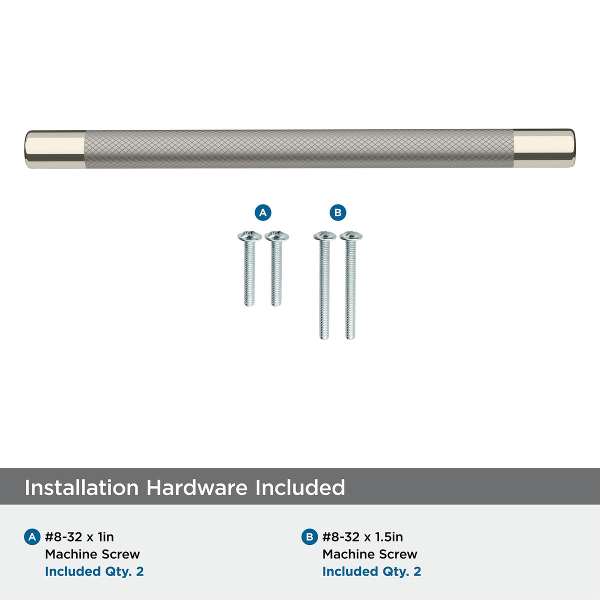 Amerock BP36562PNSS Esquire Cabinet Pull, 8in (203mm) Center-to-Center, Polished Nickel/Stainless Steel