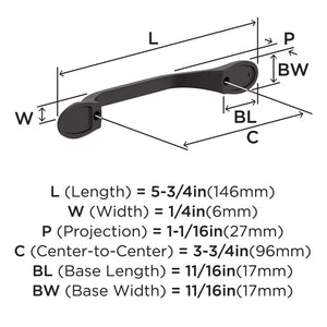 Amerock BP21936ORB Oil-Rubbed Bronze Cabinet Pull 3-3/4 inch (96mm) Center-to-Center Cabinet Hardware Ravino Furniture Hardware Drawer Pull