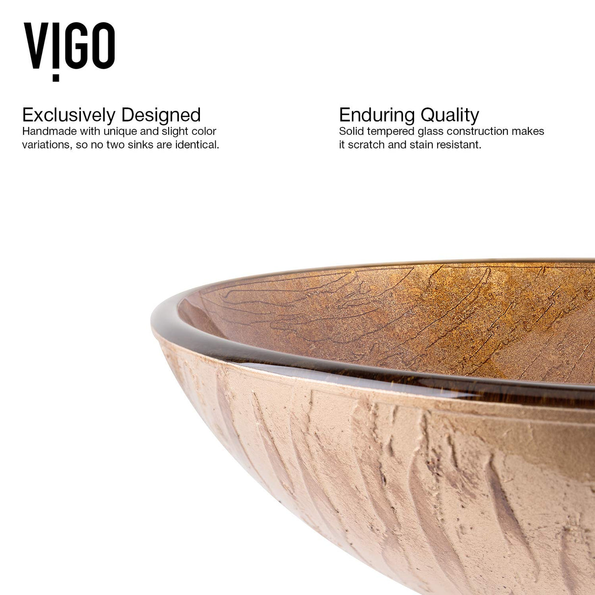 VIGO Amber Sunset 16.5 inch Diameter Over the Counter Freestanding Matte Stone Round Vessel Bathroom Sink in Wooden - Sink for Bathroom VG07027