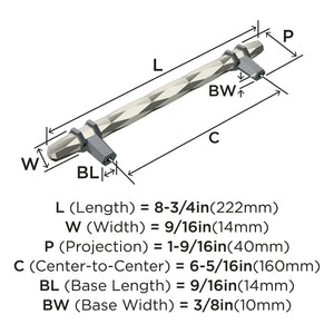 Amerock Cabinet Pull Polished Nickel/Black Chrome 6-5/16 inch (160 mm) Center-to-Center London 1 Pack Drawer Pull Drawer Handle Cabinet Hardware