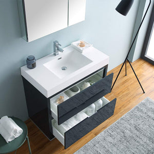 Fresca FVN8436GG Fresca Valencia 36" Dark Slate Gray Free Standing Modern Bathroom Vanity w/ Medicine Cabinet