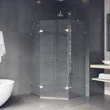 VIGO VG6063BNCL47 45.63" -45.63" W -73.38" H Frameless Hinged Neo-angle Shower Enclosure with Clear 0.38" Tempered Glass and Stainless Steel Hardware in Brushed Nickel Finish with Reversible Handle