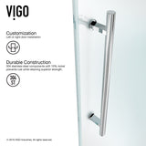 VIGO Adjustable 56 - 60 in. W x 74 in. H Frameless Sliding Rectangle Shower Door with Frosted Tempered Glass and Stainless Steel Hardware in Chrome Finish with Right Handle - VG6041CHMT6074R
