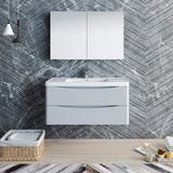 Fresca FVN9040GRG Fresca Tuscany 40" Glossy Gray Wall Hung Modern Bathroom Vanity w/ Medicine Cabinet