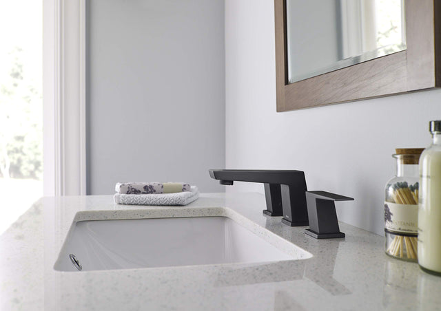 Gerber D304162BS Satin Black Mid-town Two Handle Widespread Lavatory Faucet